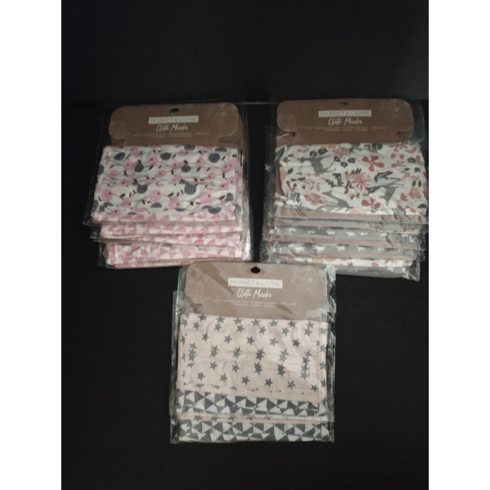 Lot Of 12 Washable Face Masks Stars Berries Deer